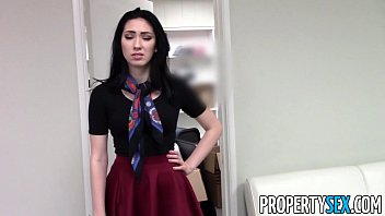 PropertySex - Beautiful brunette real estate agent home office sex video